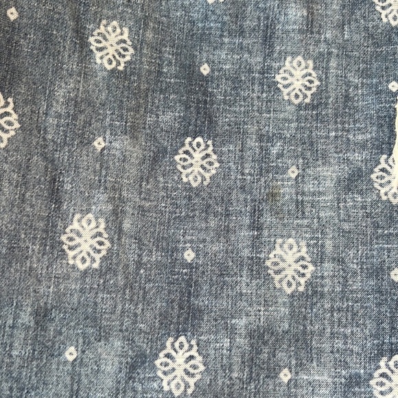 Tru Self Off the Shoulder Boho Blue & White Top sz Medium - Picture 6 of 11